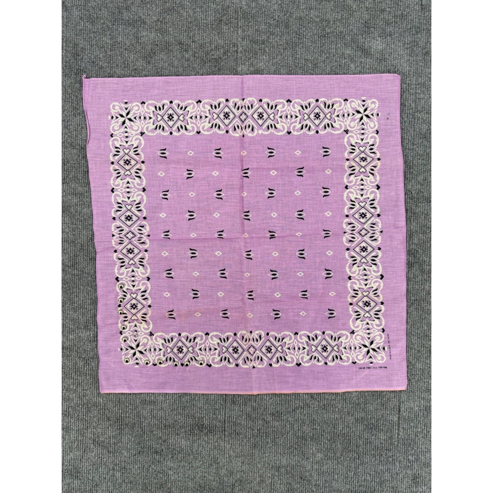 Vintage Purple Studded Bandana Made in USA RN 14193 Cotton Geometric Print